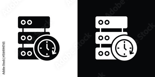 Real time data icon simple flat graphic illustrations. Black and white silhouette vector