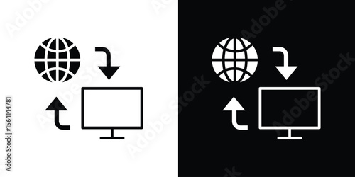 Remote Access icon simple flat graphic illustrations. Black and white silhouette vector
