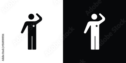 Salute icon simple flat graphic illustrations. Black and white silhouette vector