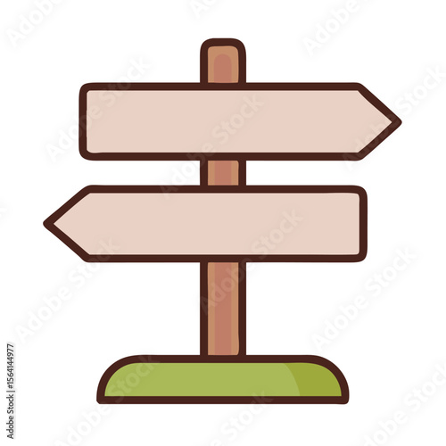 Wooden directional signpost with blank panels wooden sign