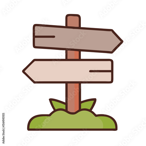 Wooden signpost with directional arrows guidance