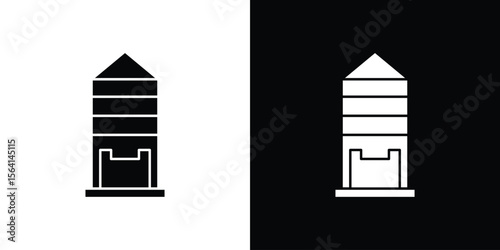 Silo icon simple flat graphic illustrations. Black and white silhouette vector