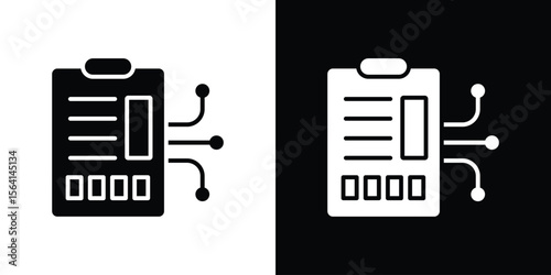 Smart contract icon simple flat graphic illustrations. Black and white silhouette vector