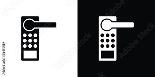 Smart lock icon simple flat graphic illustrations. Black and white silhouette vector