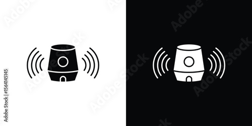 Smart speaker icon simple flat graphic illustrations. Black and white silhouette vector
