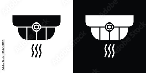 Smoke detector icon simple flat graphic illustrations. Black and white silhouette vector