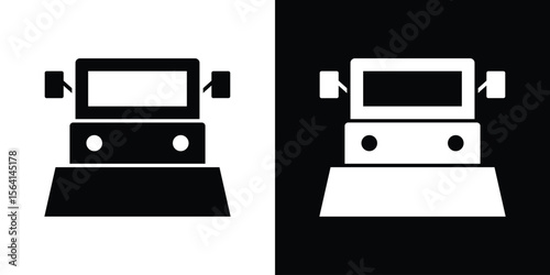Snowplow icon simple flat graphic illustrations. Black and white silhouette vector