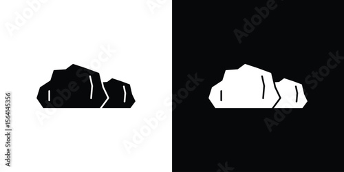 Stone icon simple flat graphic illustrations. Black and white silhouette vector