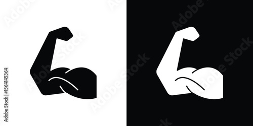 Strong arm icon simple flat graphic illustrations. Black and white silhouette vector