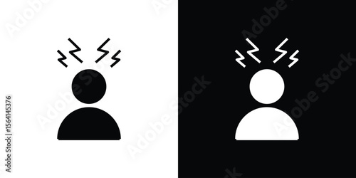 Stress icon simple flat graphic illustrations. Black and white silhouette vector