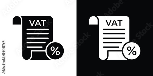 Value added tax VAT icon simple flat graphic illustrations. Black and white silhouette vector