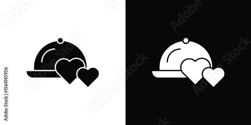 Wedding dinner icon simple flat graphic illustrations. Black and white silhouette vector