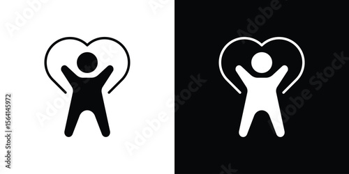 Wellness icon simple flat graphic illustrations. Black and white silhouette vector