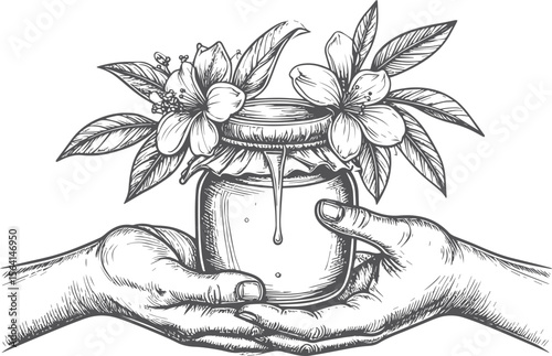 Sweet Offering: Hands Holding Honey Jar