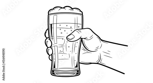 Hand holding a glass of beer with foam for a beverage enjoyment and social concept