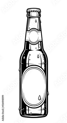 Chilled beer bottle with moisture for a beverage branding and refreshment concept