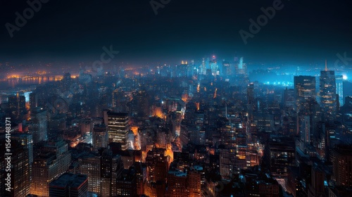 Night Lights of the City: An Aerial View of Urban Metropolis at Night