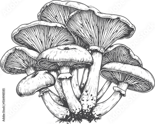 Woodland Bounty: Detailed Mushroom Sketch