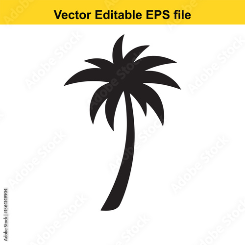 Monochrome Silhouette of a Tropical Palm Tree A Vector Graphic for logo and T-Shirt Designs	