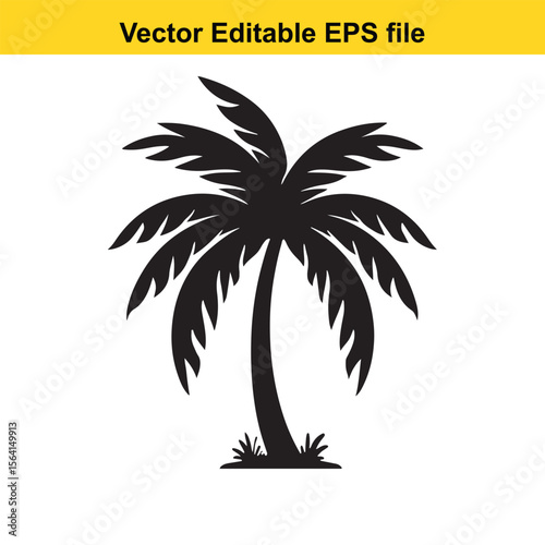 Monochrome Silhouette of a Tropical Palm Tree A Vector Graphic for logo and T-Shirt Designs	