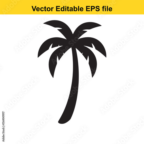 Monochrome Silhouette of a Tropical Palm Tree A Vector Graphic for logo and T-Shirt Designs	