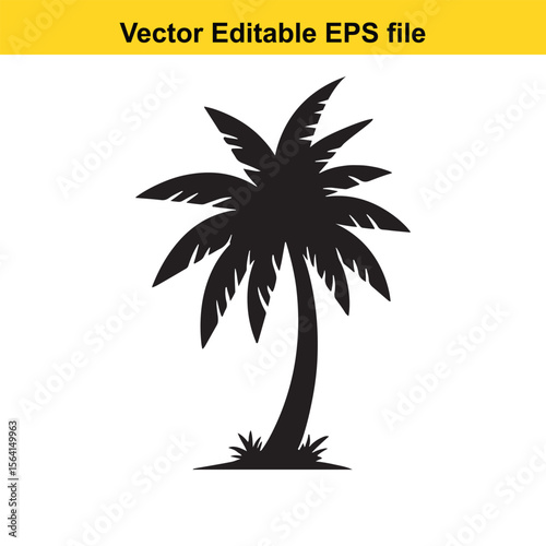 Monochrome Silhouette of a Tropical Palm Tree A Vector Graphic for logo and T-Shirt Designs	