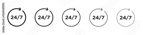 24 7 icon design in thin editable stroke style for graphic work