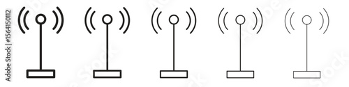 Antenna icon design in thin editable stroke style for graphic work