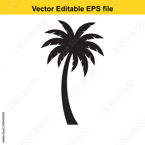 Monochrome Silhouette of a Tropical Palm Tree A Vector Graphic Representation Ideal for Summer Holiday Themes logo and T-Shirt Designs	