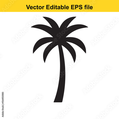 Monochrome Silhouette of a Tropical Palm Tree A Vector Graphic Representation Ideal for Summer Holiday Themes logo and T-Shirt Designs	