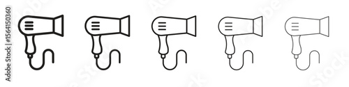 Blow dryer icon design in thin editable stroke style for graphic work