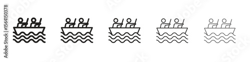 Boat race icon design in thin editable stroke style for graphic work