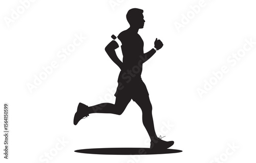 Black Silhouette of a Man Jogging Running Exercise Fitness Sport Athlete jogger running man