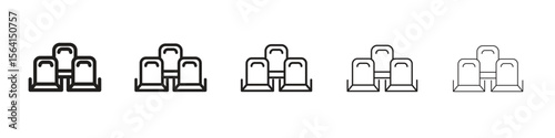 Cinema seat icon design in thin editable stroke style for graphic work
