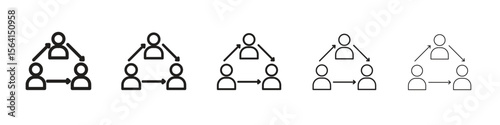 Coordinate icon design in thin editable stroke style for graphic work