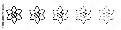 Daffodil icon design in thin editable stroke style for graphic work