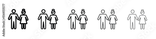 Girlfriend icon design in thin editable stroke style for graphic work
