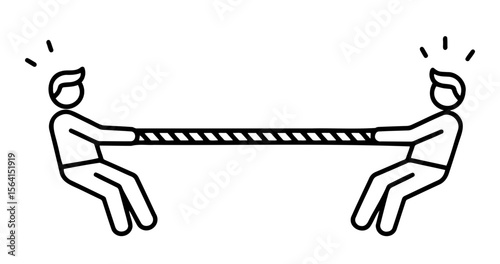 Tug of war icon featuring two competitors in a friendly match