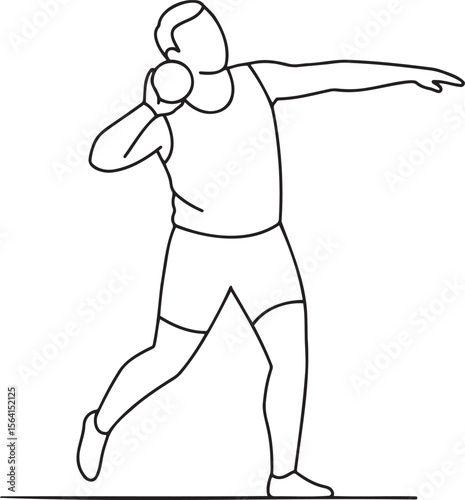 Shot put icon featuring athlete in throwing stance, minimalist design