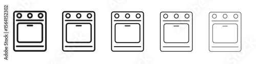 Oven icon design in thin editable stroke style for graphic work
