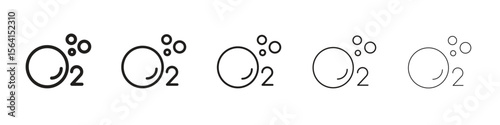 Oxygen O2 icon design in thin editable stroke style for graphic work