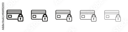 Payment security icon design in thin editable stroke style for graphic work