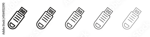 Pendrive icon design in thin editable stroke style for graphic work