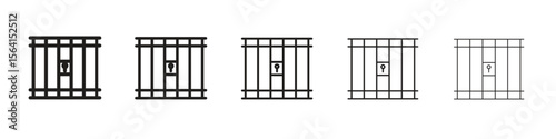 Prison icon design in thin editable stroke style for graphic work