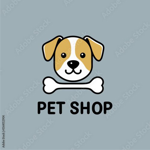 Pet Shop Logo with Dog and Bone