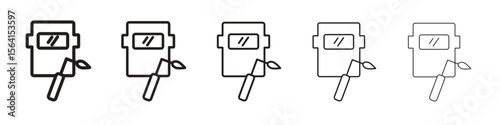 Welding icon design in thin editable stroke style for graphic work