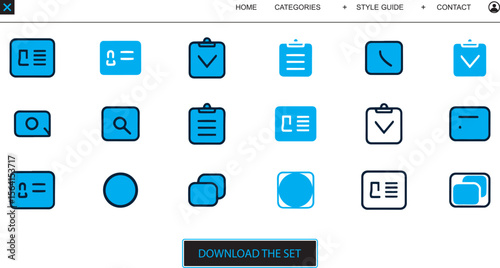Free Blue and White Icon Set Downloadable UI Elements for Web and App Design