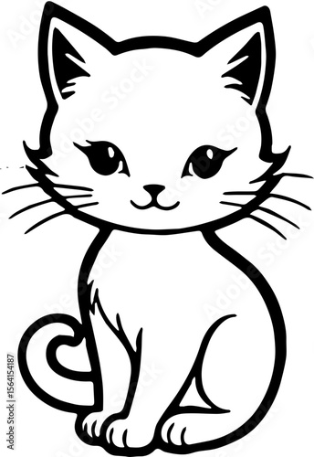 cute cat black and white shilouette 