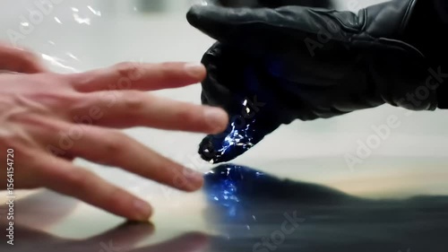 Gloved Hand and Bare Hand Reach on Surface