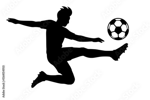 Dynamic Silhouette of a Soccer Player Kicking a Ball